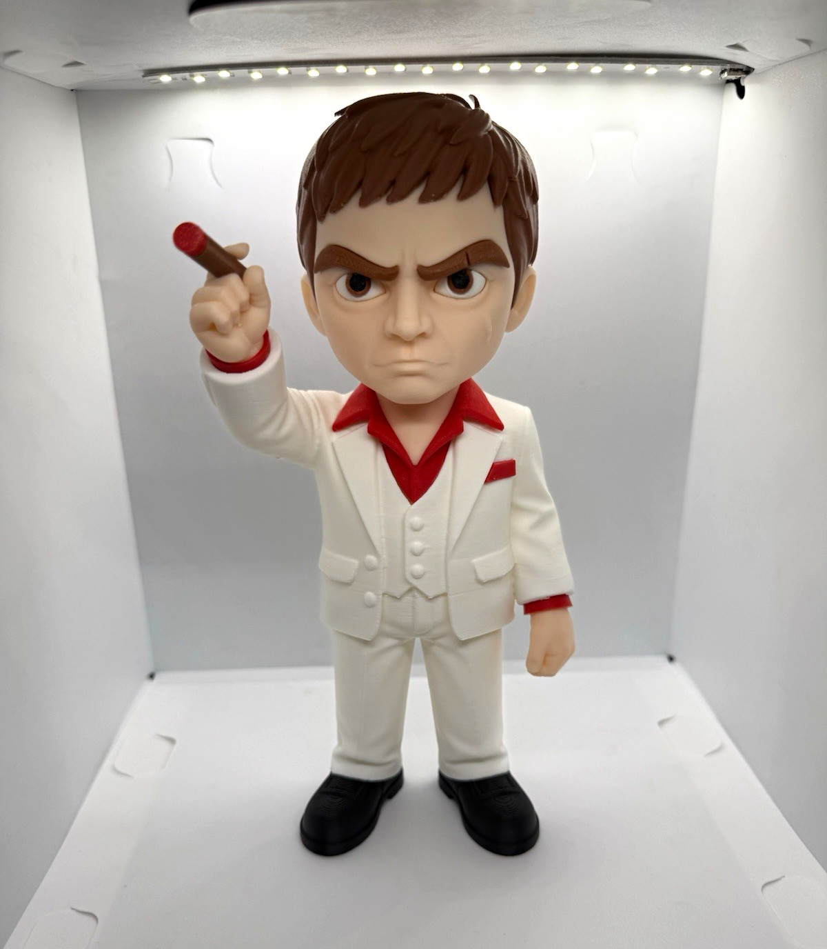 Scarface Tony Montana Vinyl Figure White Suit Red Accents 3D Printed