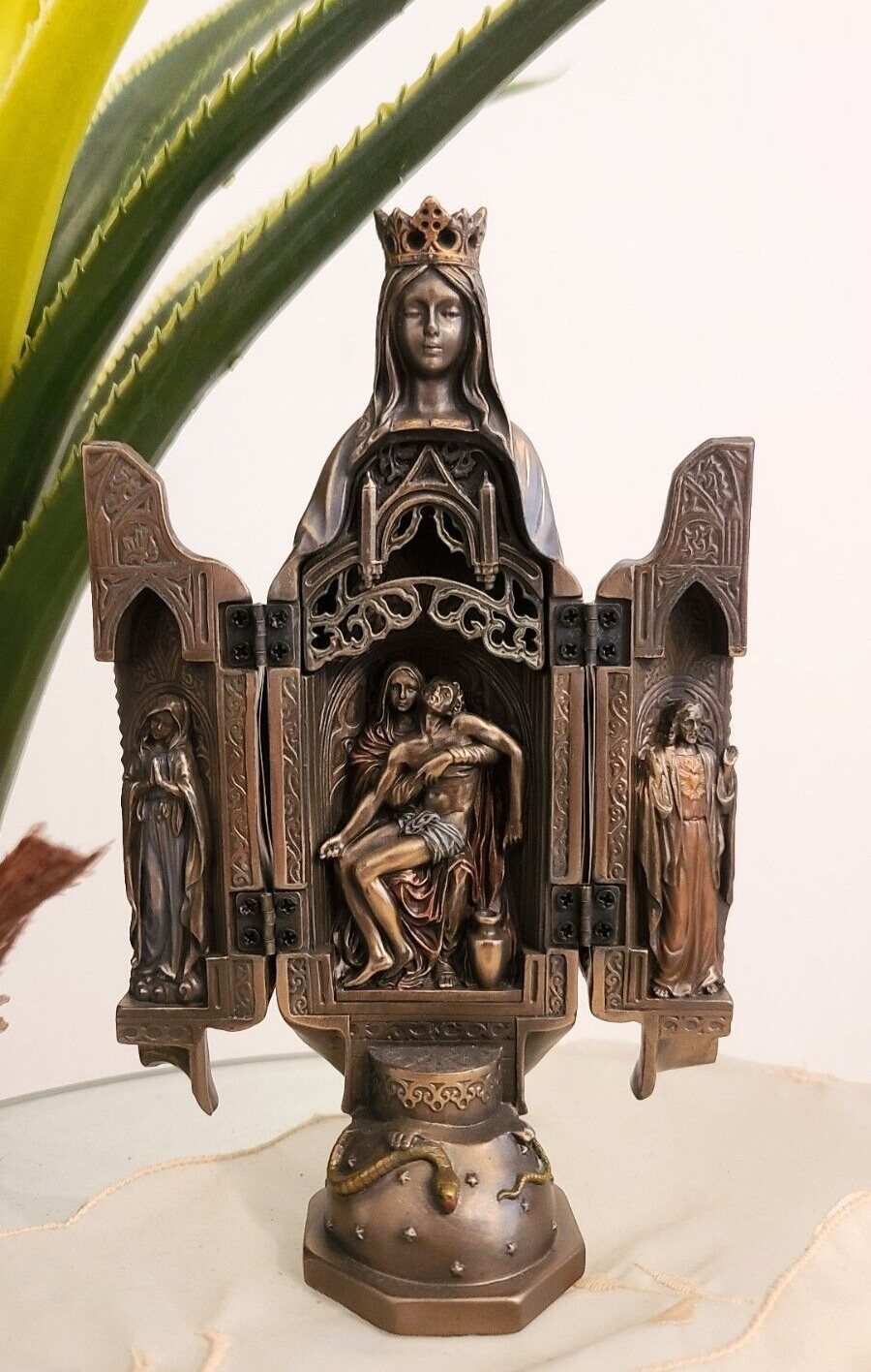 Lady Of Grace Virgin Mary Polyptych With Pieta Inside Our Lady Sculpture