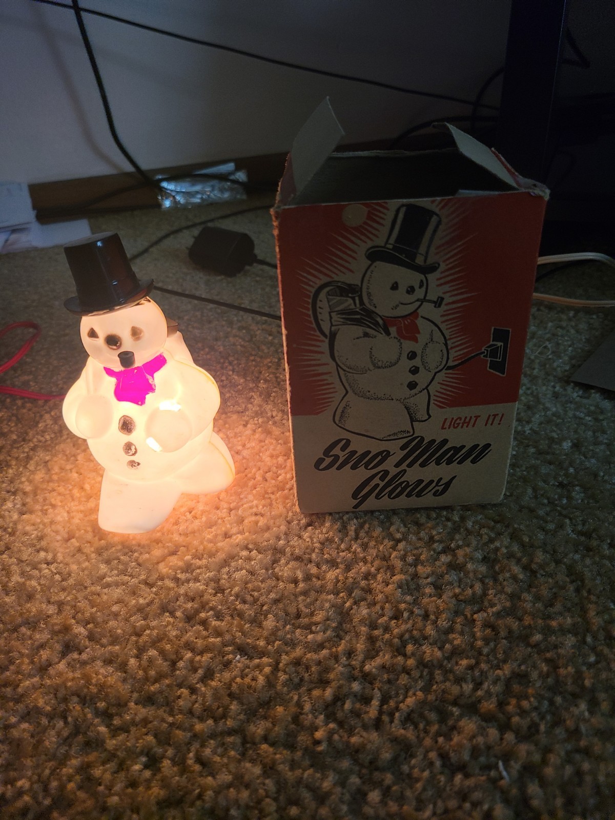 Vintage Miller Or Royal Frosty Snowman Light With BOX 1950's