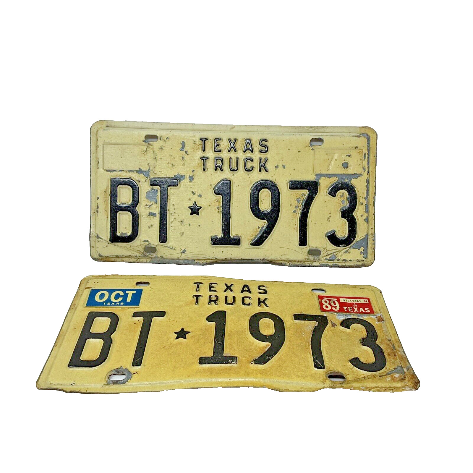 1975 TEXAS  TRUCK LICENSE PLATES BT- 1973 One with 89 Tag Pair 75 Vintage