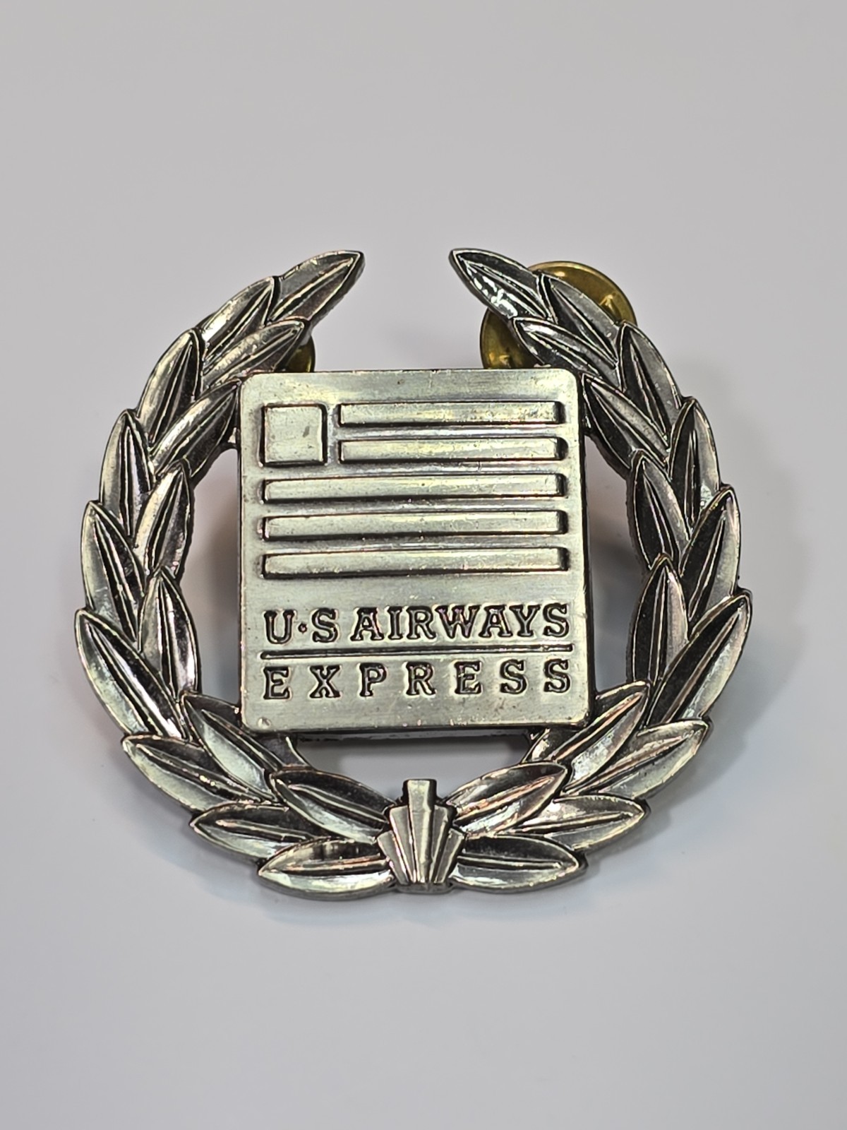 U.S. Airways Express Pilot Captain\'s Hat Badge Pin Logo & Laurel Wreath Vintage