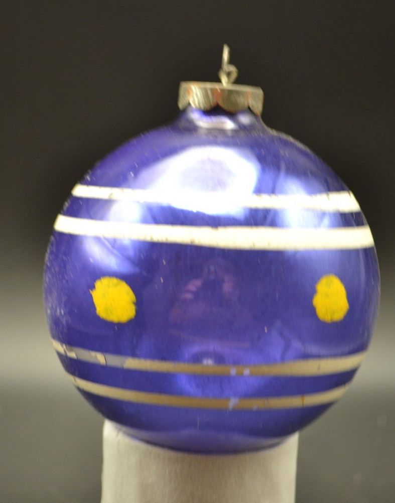 VTG pre WWII Glass WHITE STRIPES Pictured BALL Christmas Ornament Corning Purple VTG pre WWII Glass WHITE STRIPES Pictured BALL Christmas Ornament Corning Purple