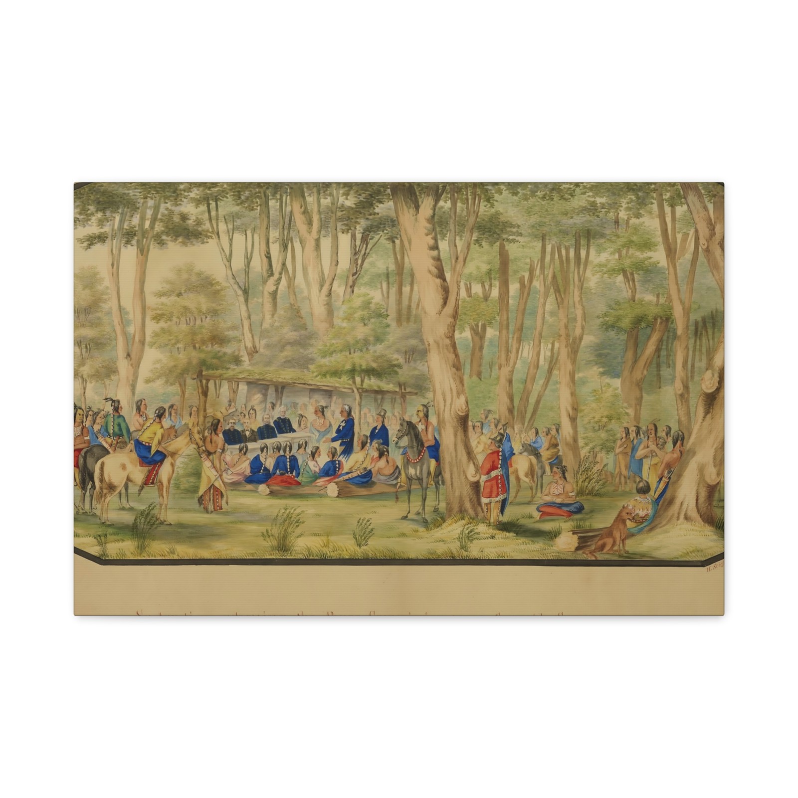 Hermann Stieffel - Sa-tan-ti Addressing Peace Commissioners - Canvas Wall Art