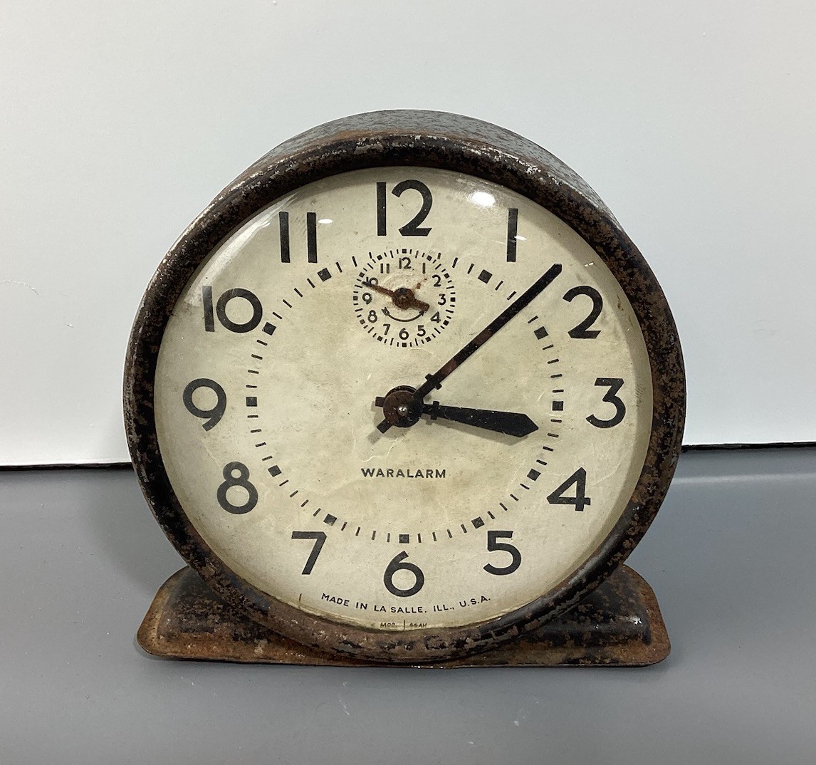 Vintage Westclox Waralarm Clock, War Alarm La Salle Illinois, RARE Not Working