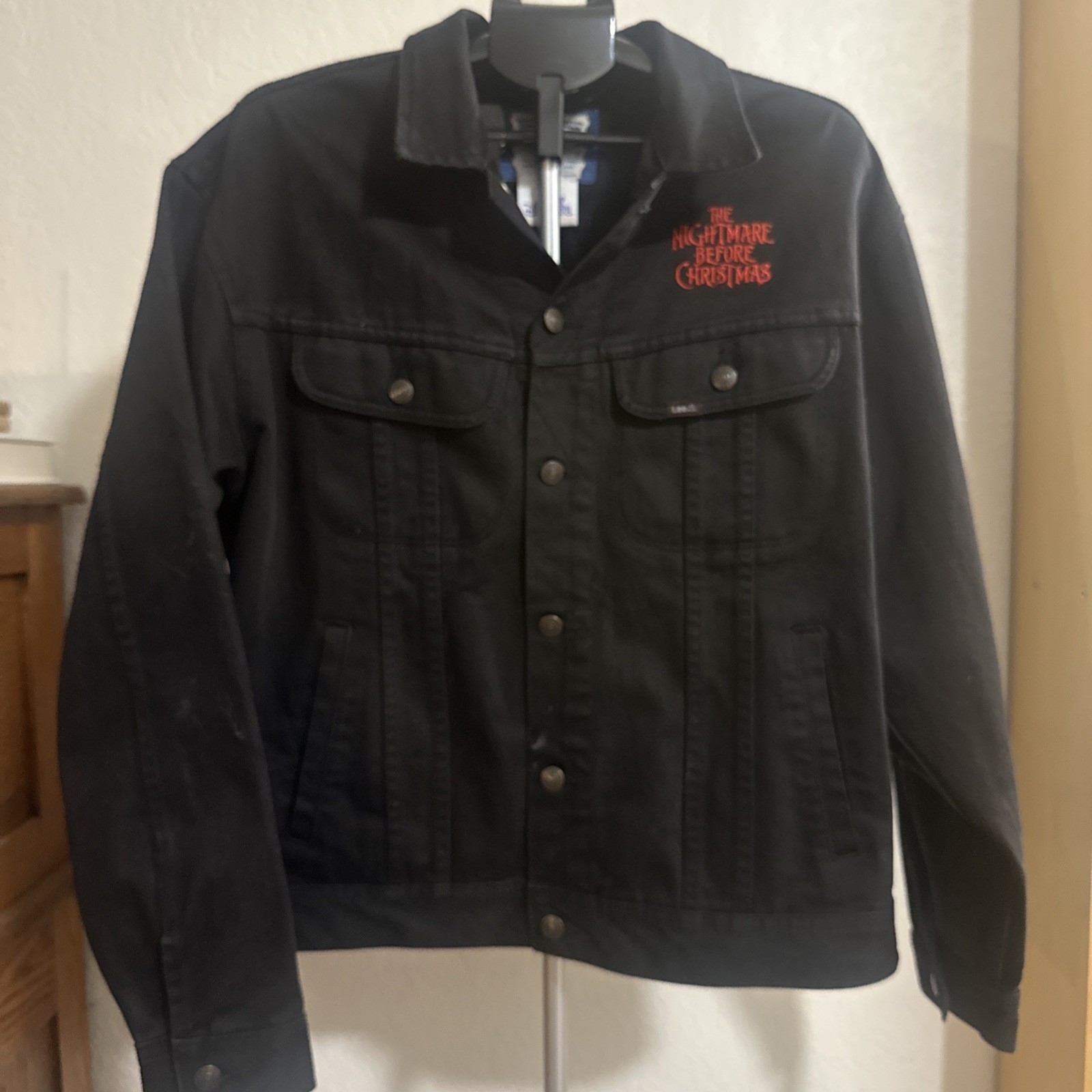 Vintage Rare Black Nightmare Before Christmas Jean Jacket Size Large Jack