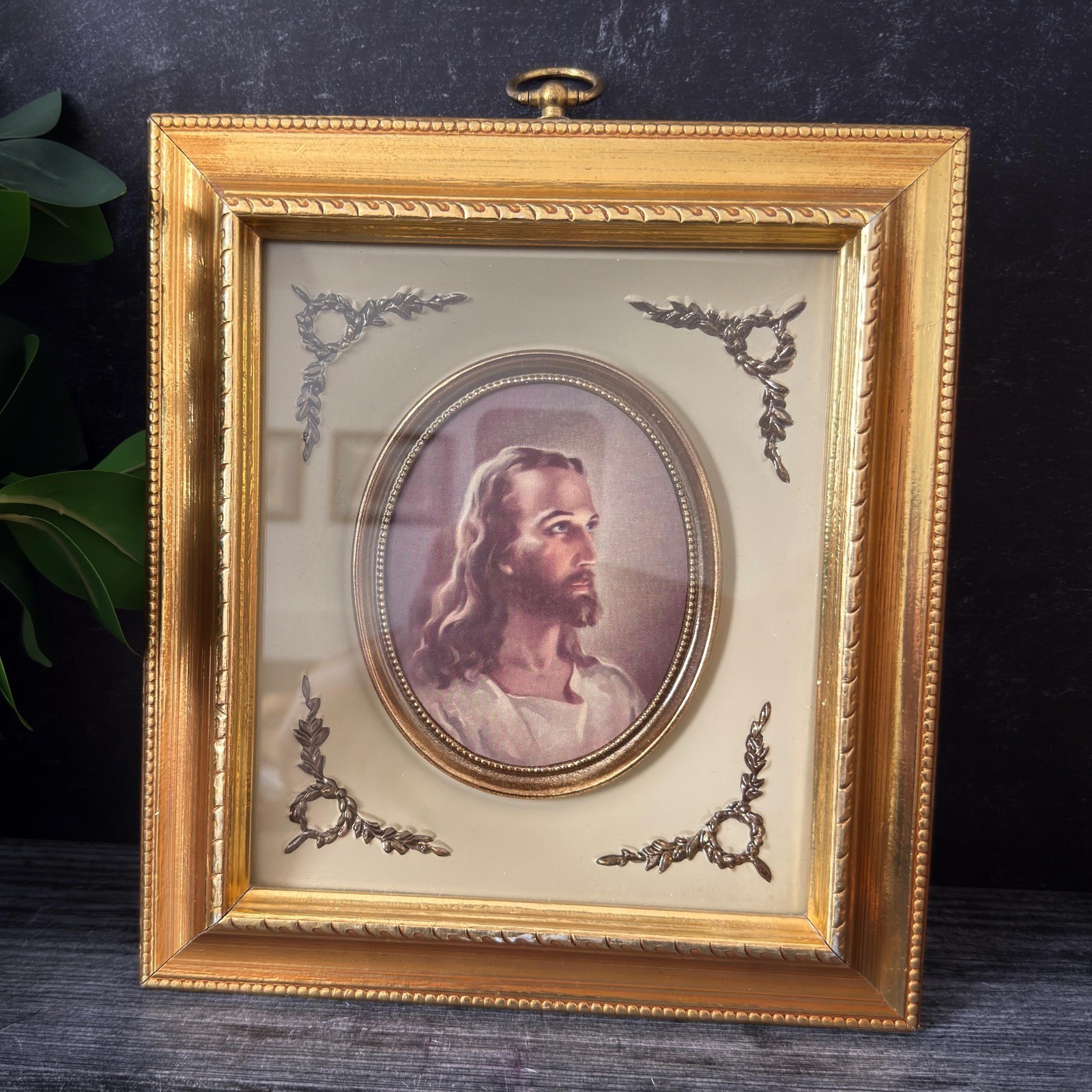 Vintage Turner Wall Accessory Head of Christ Framed Portrait - 9.25 x 10.25 in