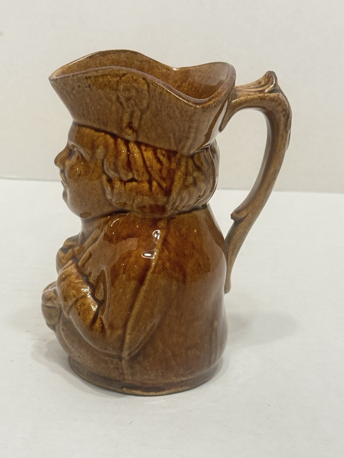 Antique Bennington Pottery Toby Pitcher Man Rockingham Brown Glaze 6\