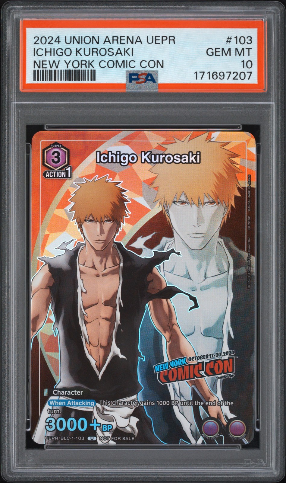 2024 UNION ARENA UEPR-PROMOS NEW YORK COMIC CON #103 ICHIGO KUROSAKI PSA 10