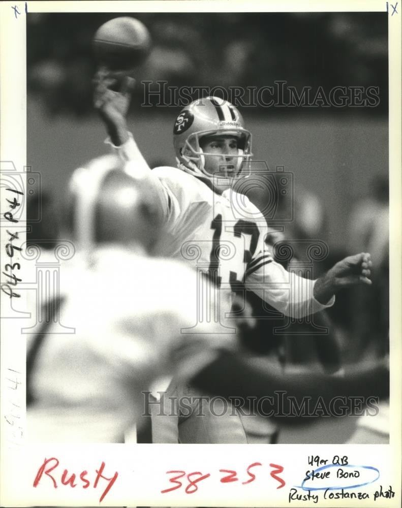 1991 Press Photo San Francisco 49ers Quarterback Steve Bono - nos04610