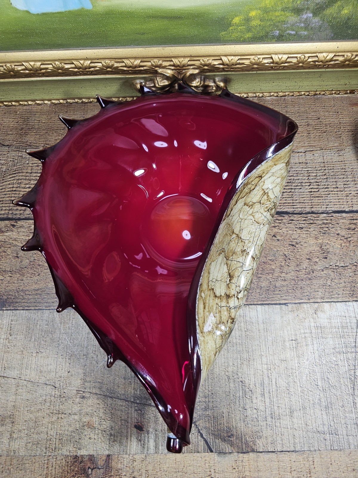 2013 Germany K. Thig(?) Signed Art Glass Shell Shaped Dish