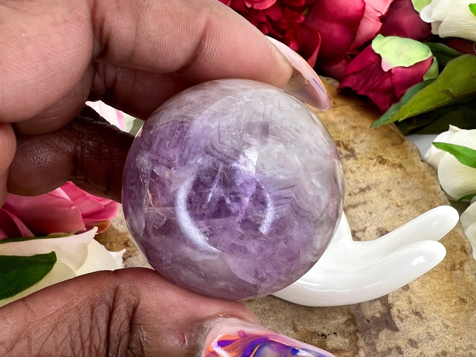 Pink fluorite sphere - rare magenta fluorite crystal ball - 1.7 Pink fluorite sphere - rare magenta fluorite crystal ball - 1.7