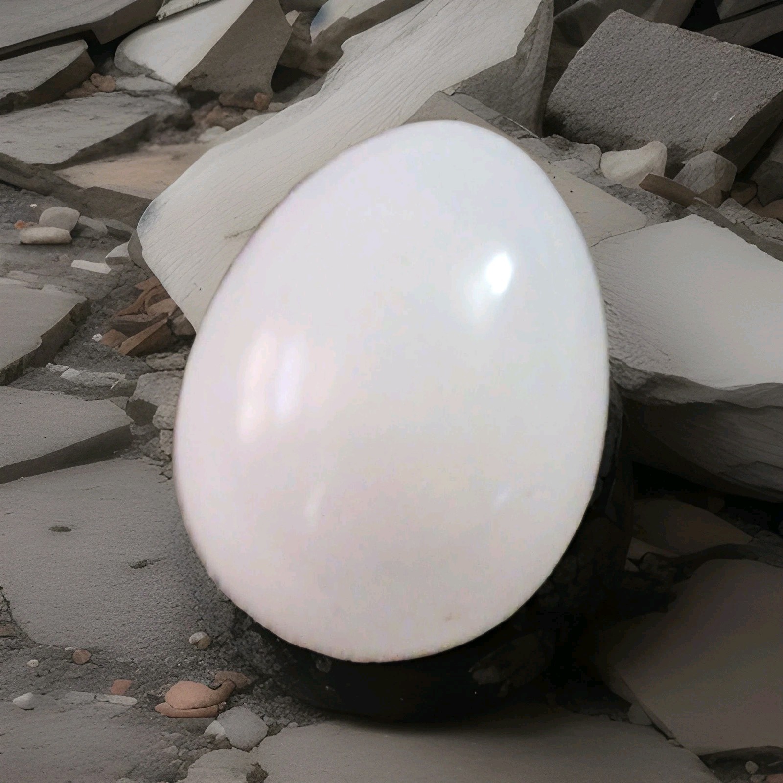 vintage White Alabaster Stone Egg Figurine Smooth Glossy 