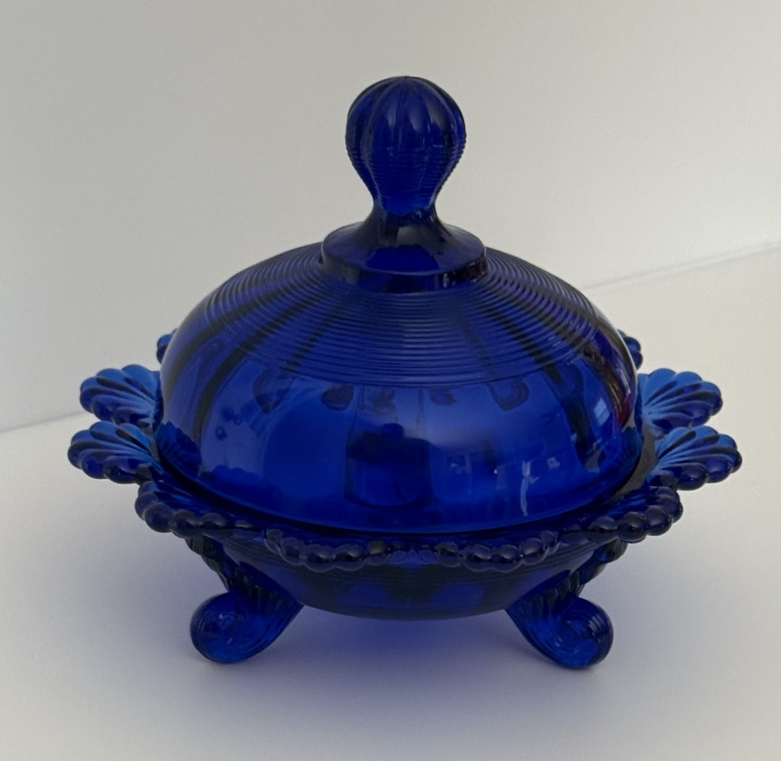 Mosser Glass - COVERED FOOTED CANDY DISH - COBALT (BLUE) - 5