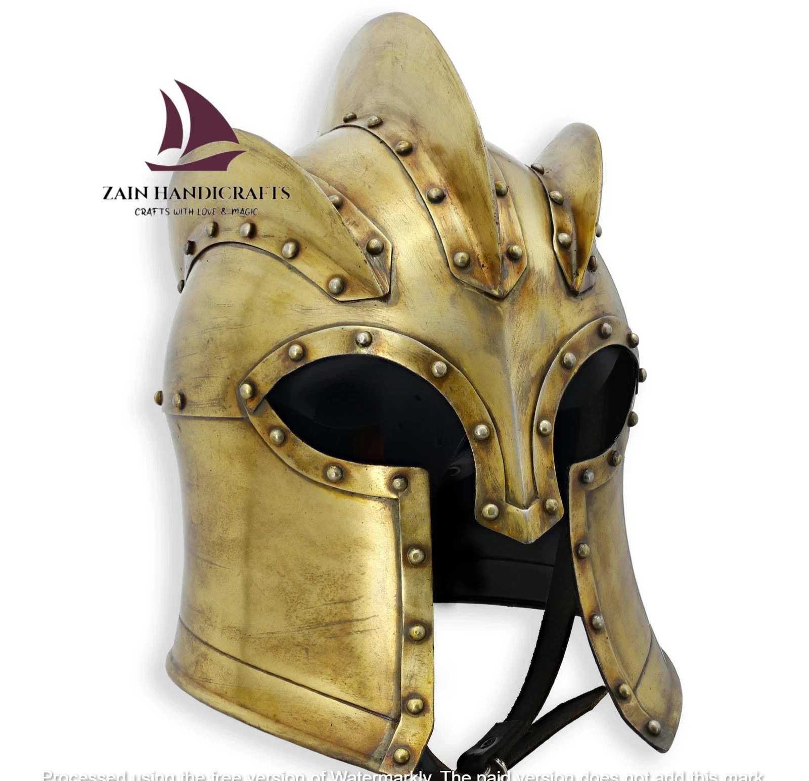 ZAIN King\'s Guard Armor Helmet | Steel Replica, Leather Inliner & Brass Buckle