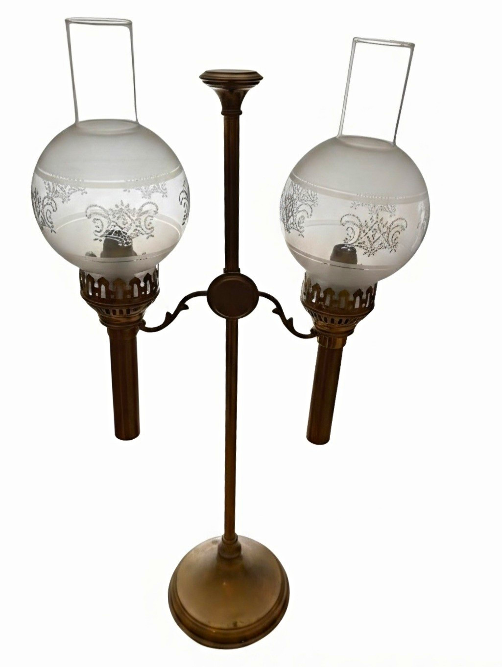 Rare Antique Victorian c.a. Kleemann & c.f.a. Hinrichs Double-Arm Student Lamp.