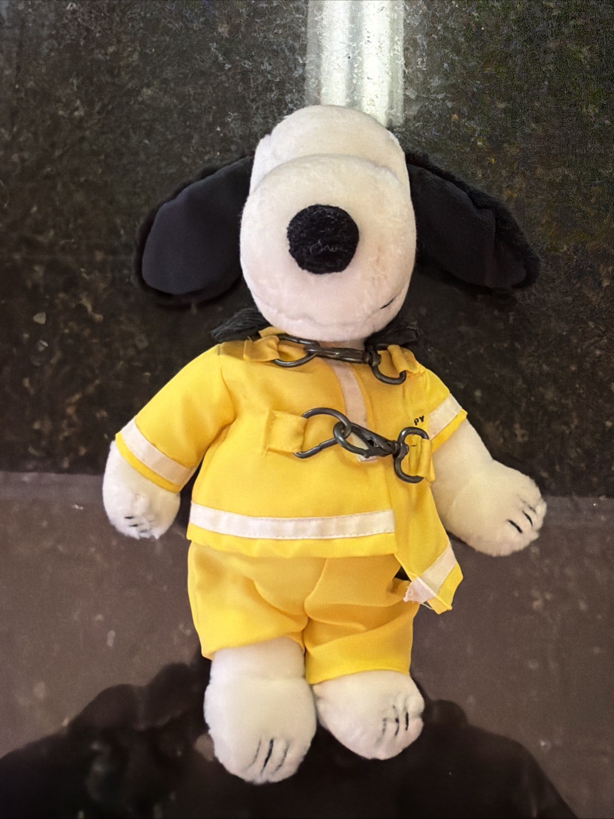 Vintage 1968 Snoopy Fireman Plush Yellow Suit Stuffed Animal United Feature Synd