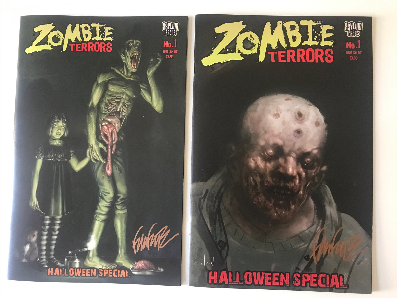 ZOMBIE TERRORS comic lot   #1 NM/M Signed By Artist Frank Forte With COA Horror