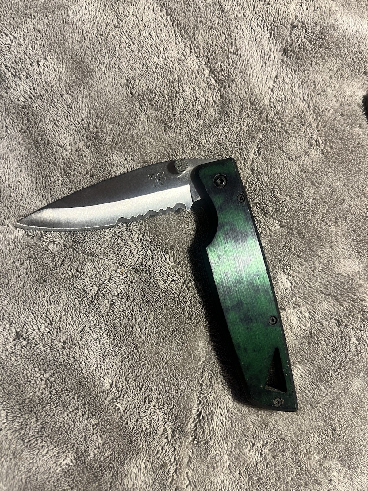 Buck 175GR 1999 Lightning Model, Green &Balck Marble Handle