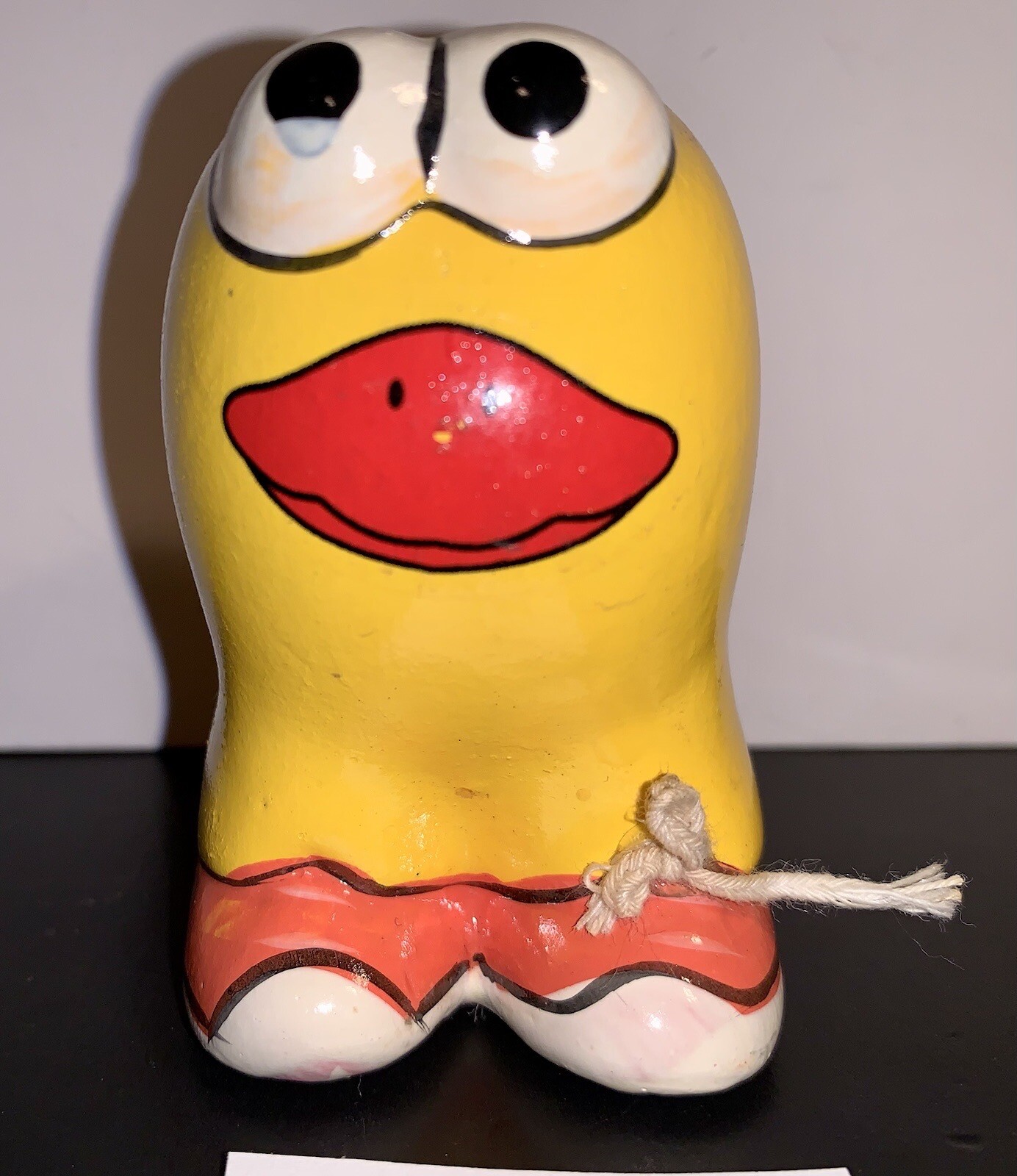 Retro Yellow & Orange Sneakered Mini Ceramic Duck Planter