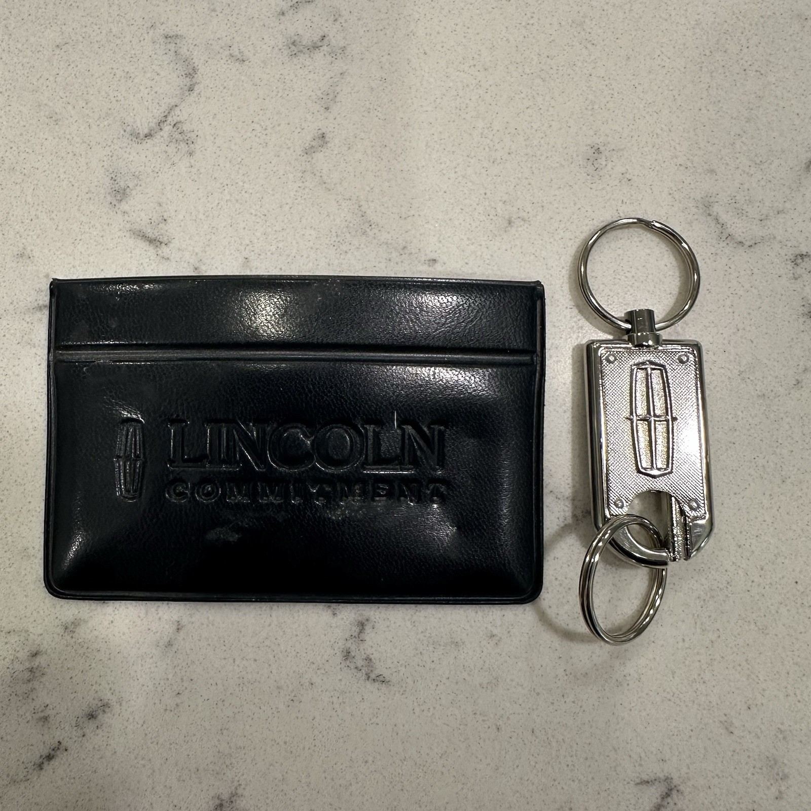 Lincoln Keychain Vintage Valet Keyring Clip Brushed Silvertone Dropbox W Case
