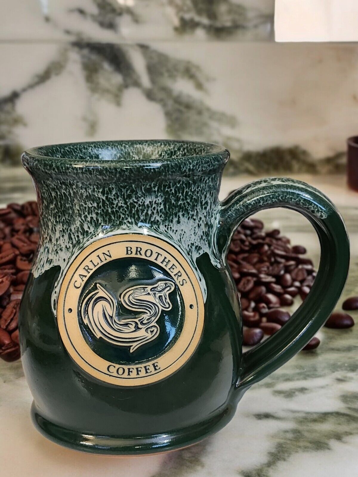 Carlin Brothers Coffee Tea Mug Retired Snake Logo Handthrown Deneen Pottery 2020
