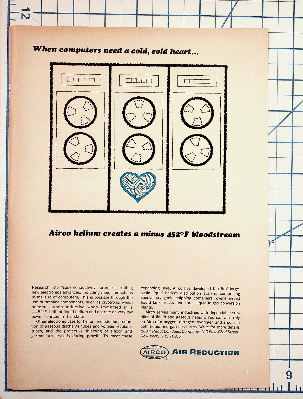 Airco Air Reduction Helium Computer Superconductivity Vintage Ad Page NY Airco Air Reduction Helium Computer Superconductivity Vintage Ad Page NY