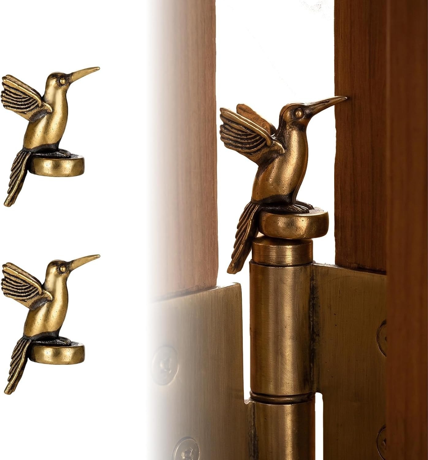 2 Pcs Brass Hummingbird Magnetic Door Hinge Head Decorative Toppers 2 Pcs Brass Hummingbird Magnetic Door Hinge Head Decorative Toppers