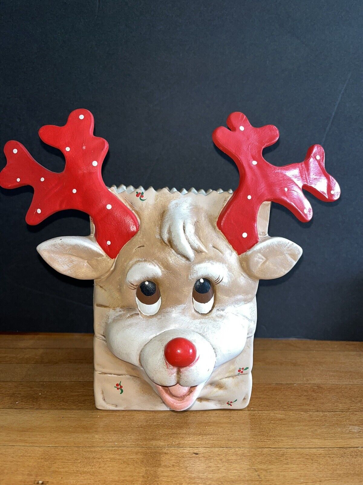 Vintage Rudolph the Red Nosed Reindeer basket pottery