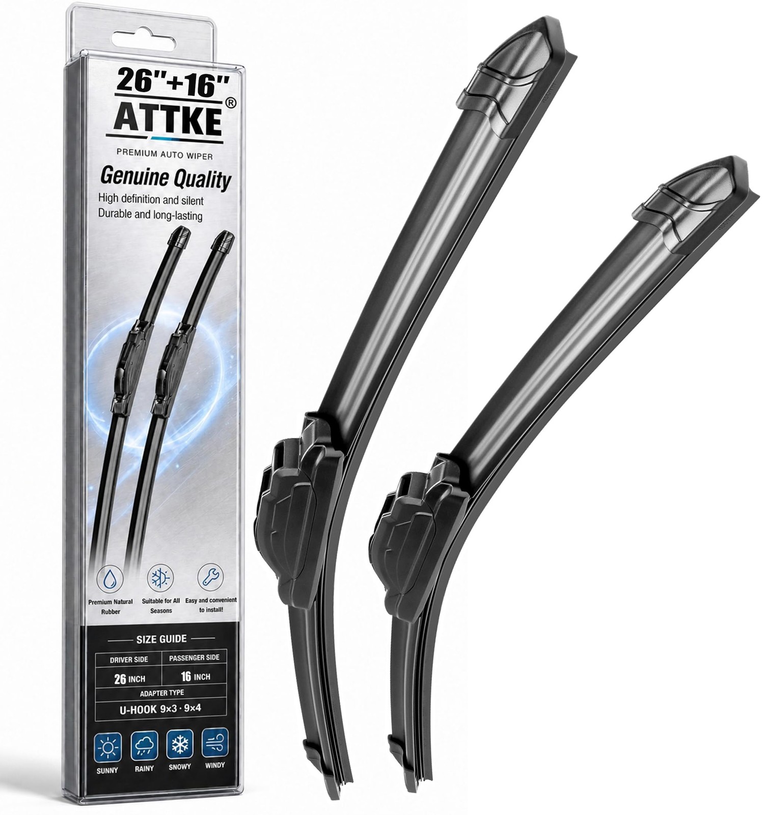ATTKE OEM 26″+16″ Windshield Wiper Blades for the 2007-2018 Honda CR-V | Suit...
