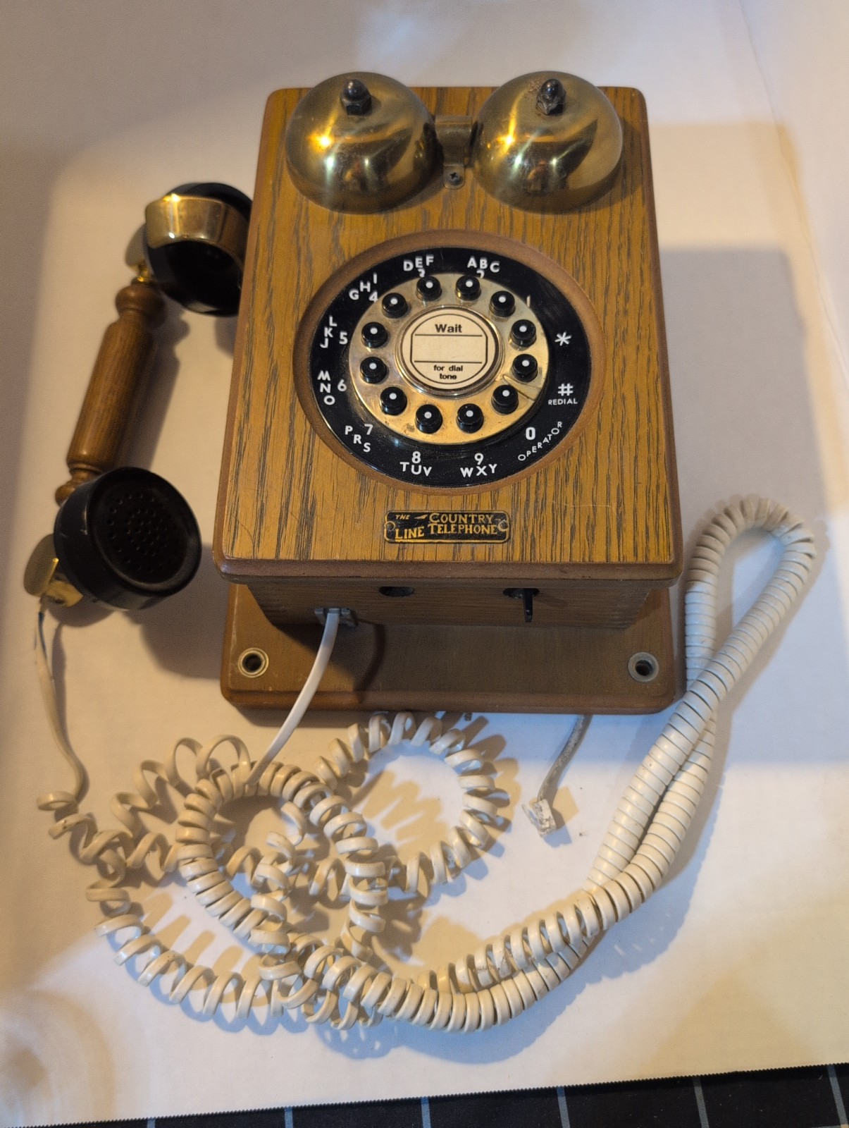 Vintage The County Line Telephone Wood Cased Antique Style 1970's Model WP-700