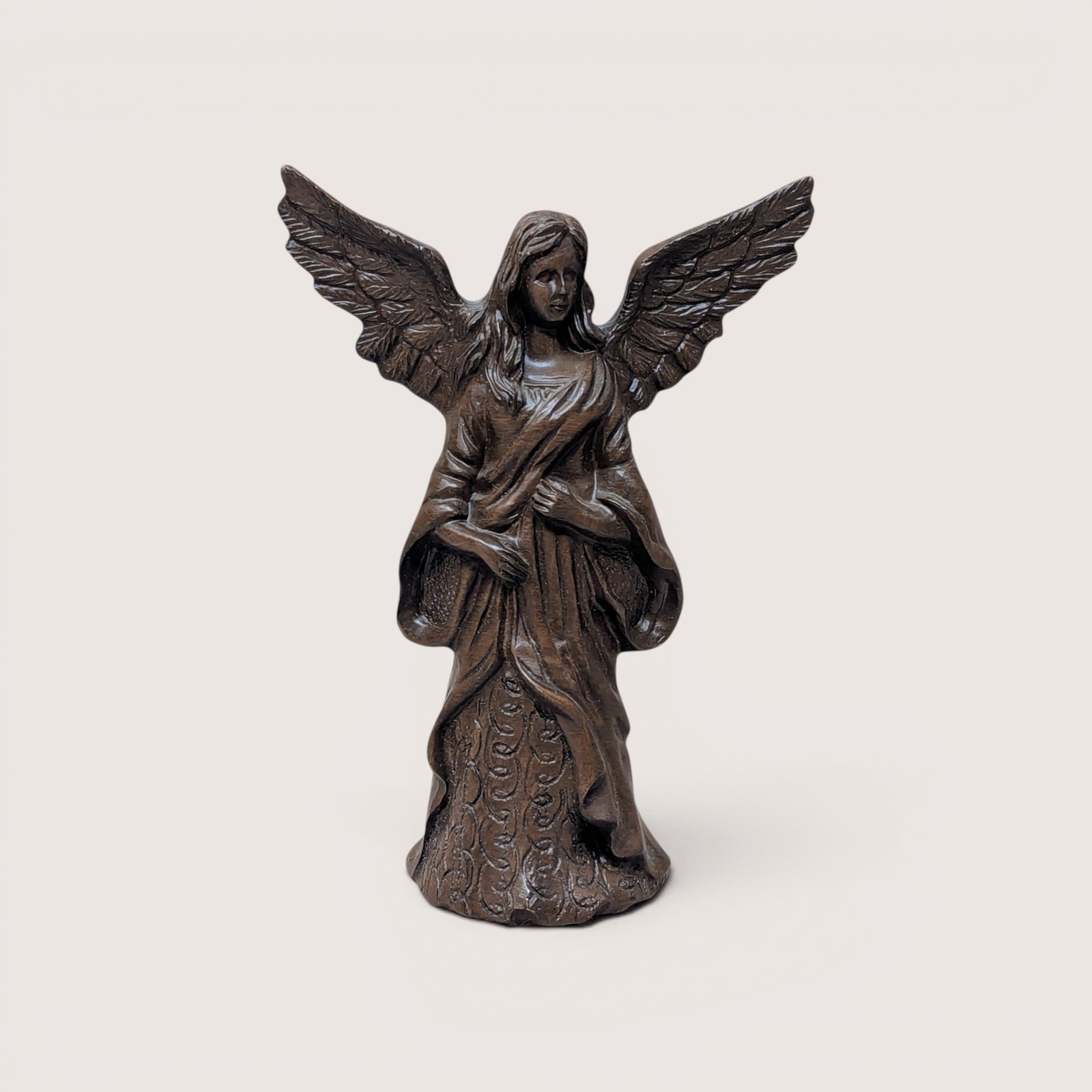 Vintage 1990s Lori Johnson Christina Angel Bronze Finish Resin Figurine Decor