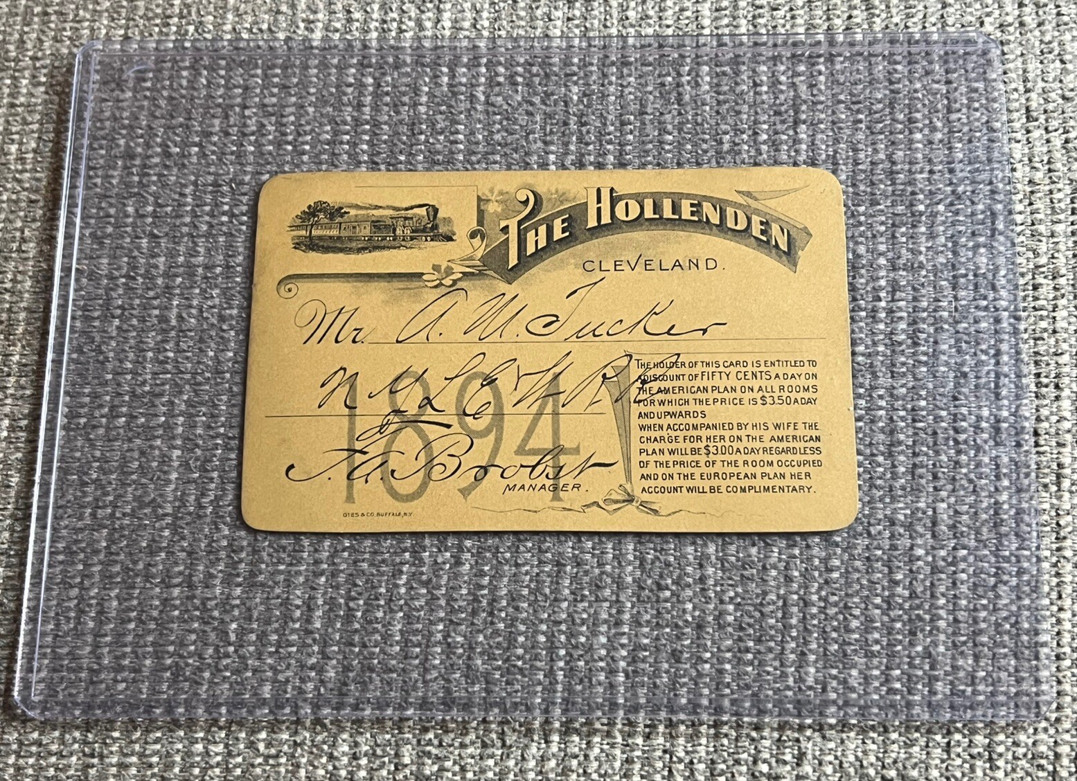 *Very Rare 1894 The Hollenden Cleveland Railroad Railway Pass *Very Rare 1894 The Hollenden Cleveland Railroad Railway Pass