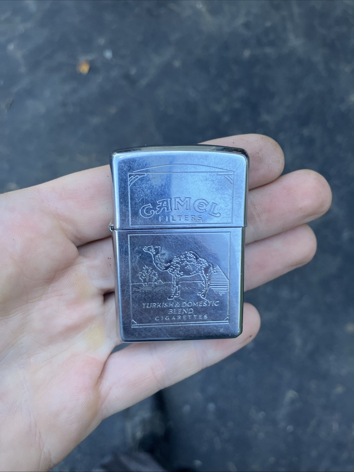 Vintage Zippo Camel Joe Cigarettes Turkish Domestic Blend Chrome Lighter Works