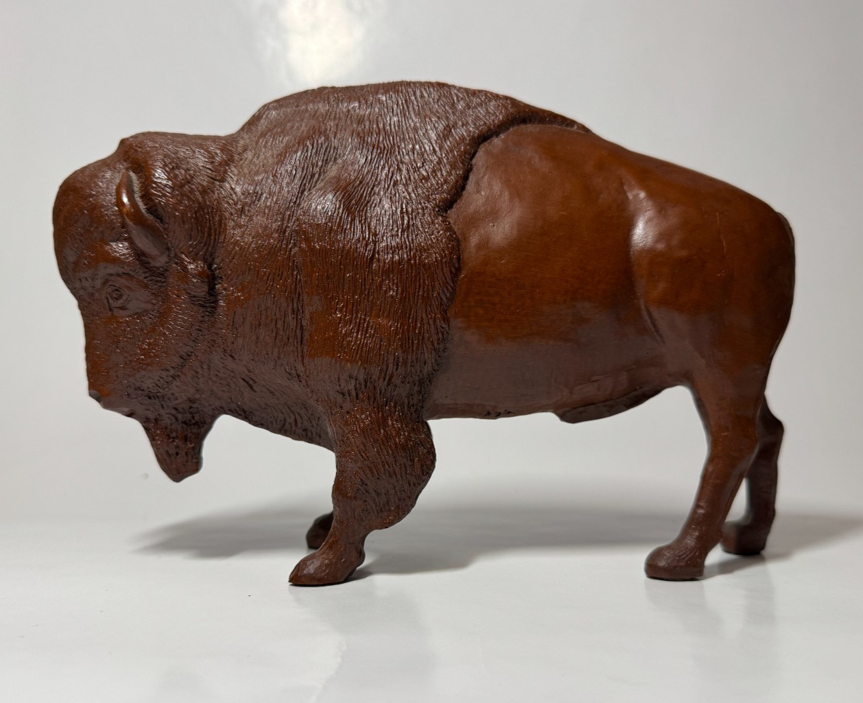 Vintage E Millburn Buffalo Bison 1988 Crushed Pecan Shell Figurine Signed #299