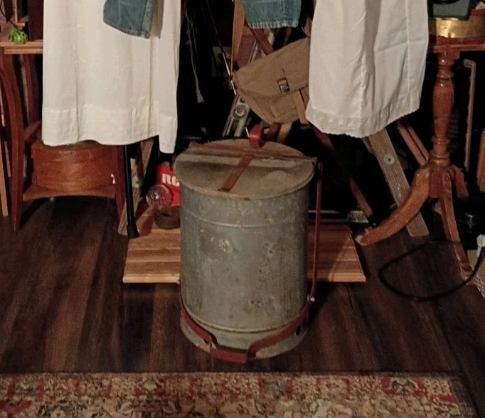 Rare Antique Underwriter Laboratories Industrial Steampunk Waste Garbage Can 