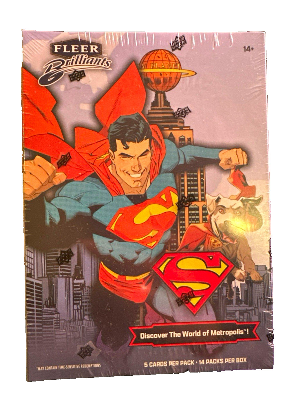 Fleer Brilliants Superman Cards-Sealed Box, 14 pks/5 Cards Per Pack