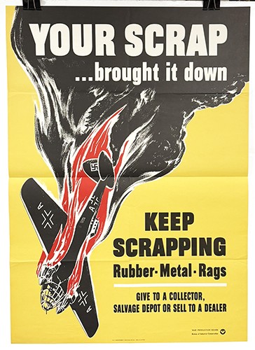 Original WWII US Scrap Conservation Poster - Your Scrap...brought it down