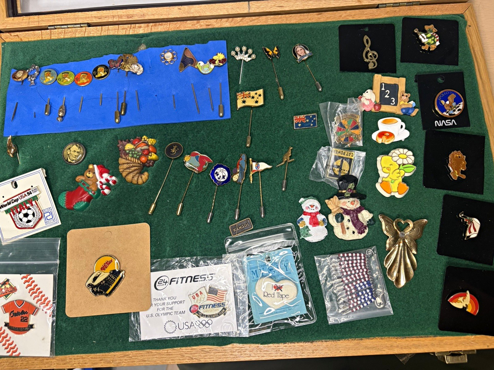 Vintage Mixed Lapel Pin Lot 45+ Stick Pins Nasa Orioles World Cup