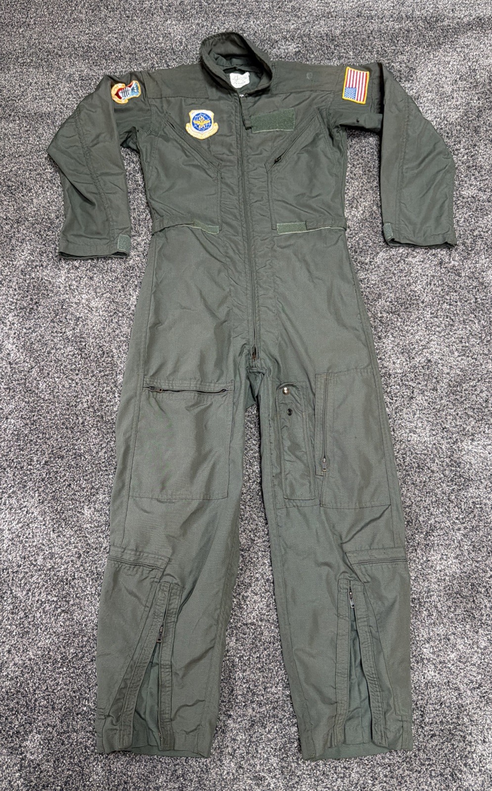VTG USAF CWU-27/P Pilot “Flying Men’s” Coveralls Sage Green 36 REG PATCHES ZIP