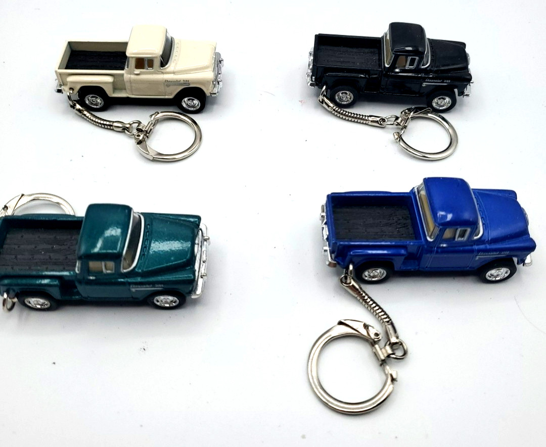 Kinsmart Chevrolet Stepside Pickup Truck Mini Car Keychain Lot of 4 new Pull Bac