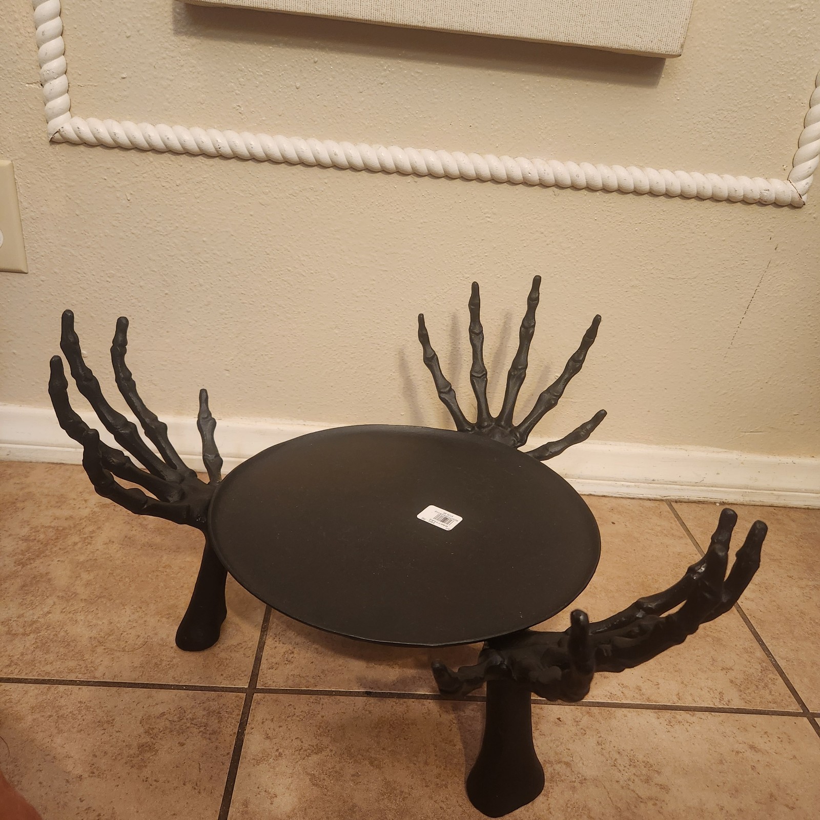 NEW Pottery Barn Skeleton Hand LARGE Plant Stand Serving Punch Bowl Holder