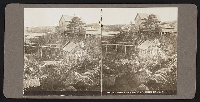 Photo:Wind Cave SD Hotel Entrance 1907 Cave House Lodge Stereograph