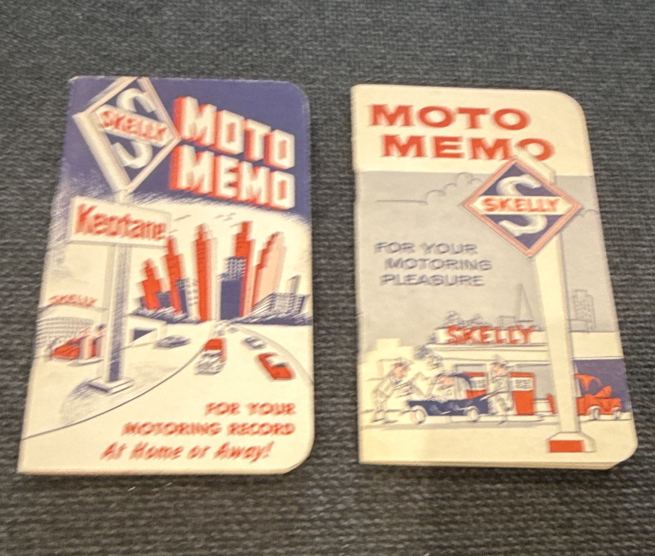 Skelly Lot of 2 Vintage Gas & Oil Multicolor Moto Memo & Credit Card Memo Books