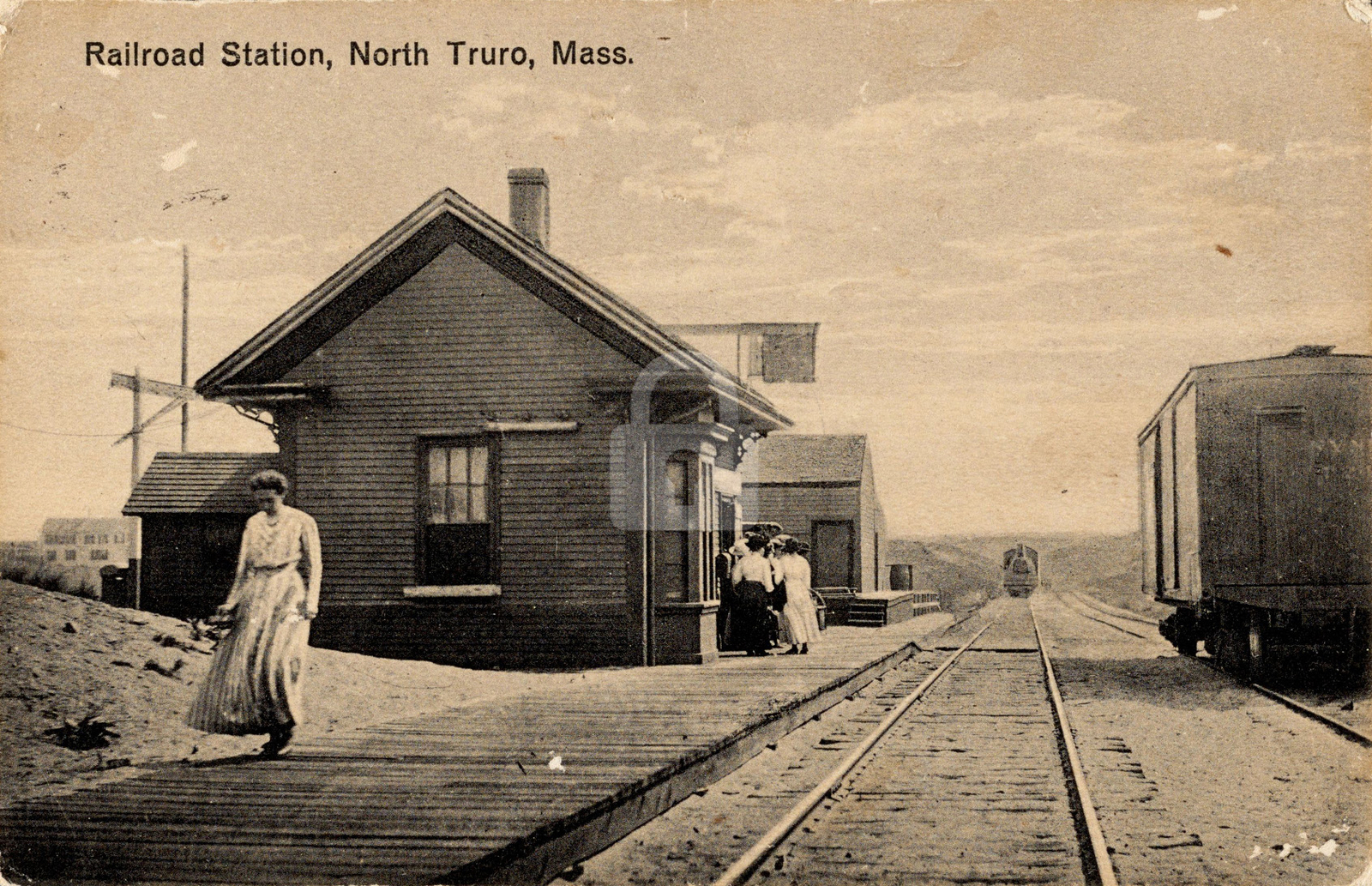 North Truro MA Railroad Train Station 1917 Vintage Photo Postcard COPY