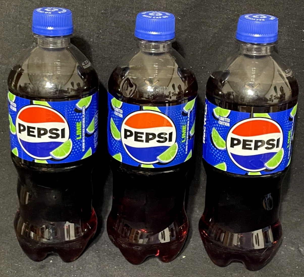 Pepsi Lime Limited Edition 20oz 3 Bottles Cola Discontinued Collectible NEW