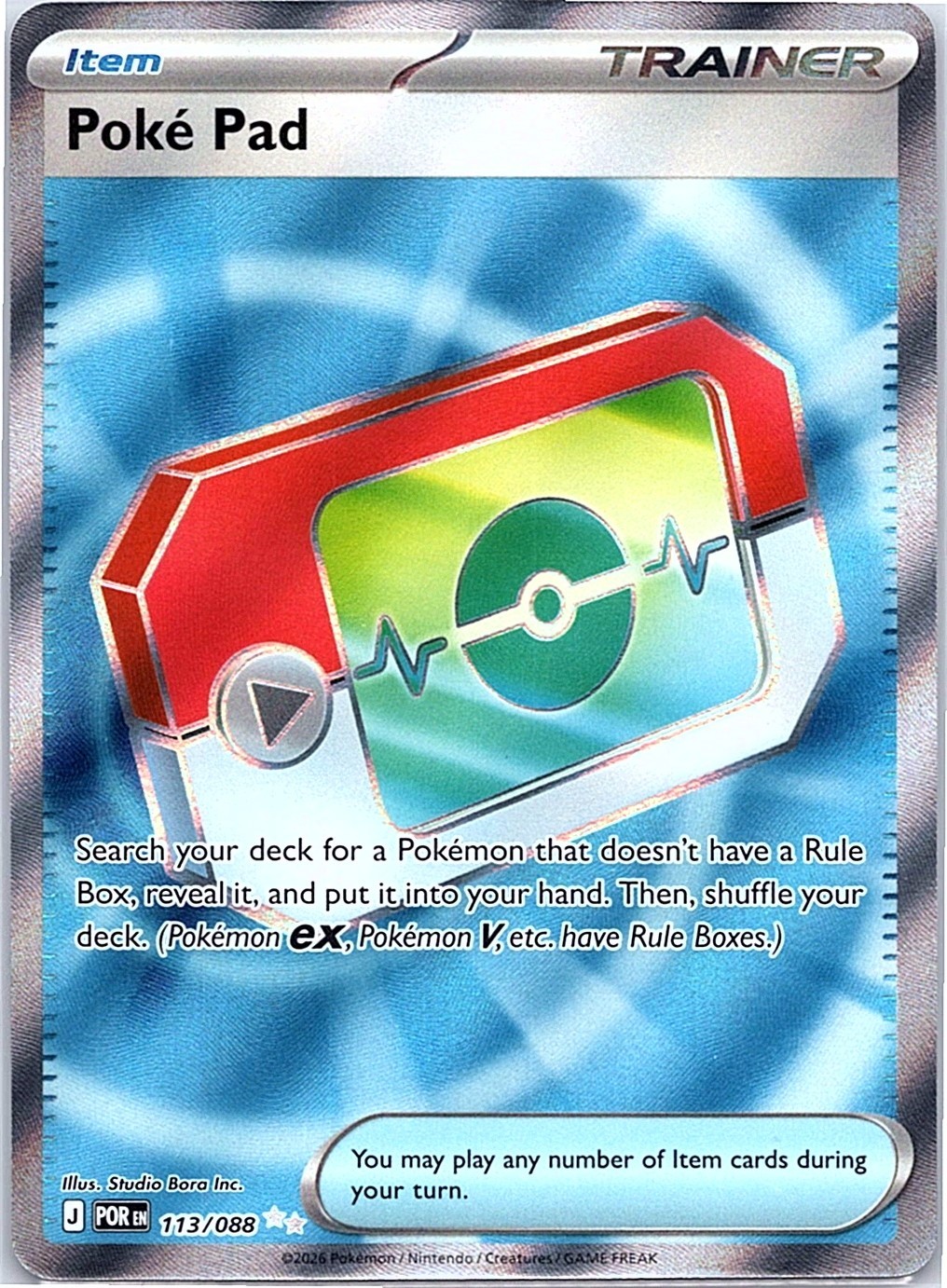 Poke Pad 113/088 Ultra Rare Trainer Perfect Order Pokémon Card 2026 NM