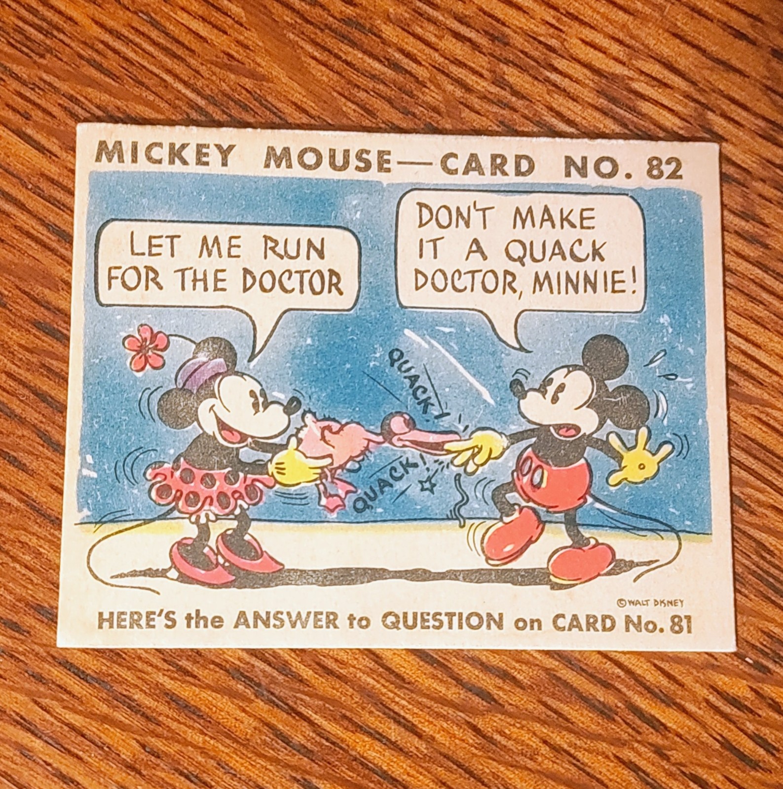 1935 Mickey Mouse Gum Card R89 - Early Disney #82 TOUGH High # Clean Front