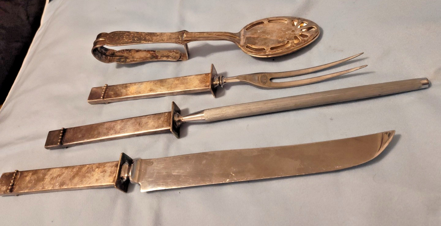 Vintage Jernbolaget Eskilstuna Made In Sweden Carving Knife, Sarpener & Fork