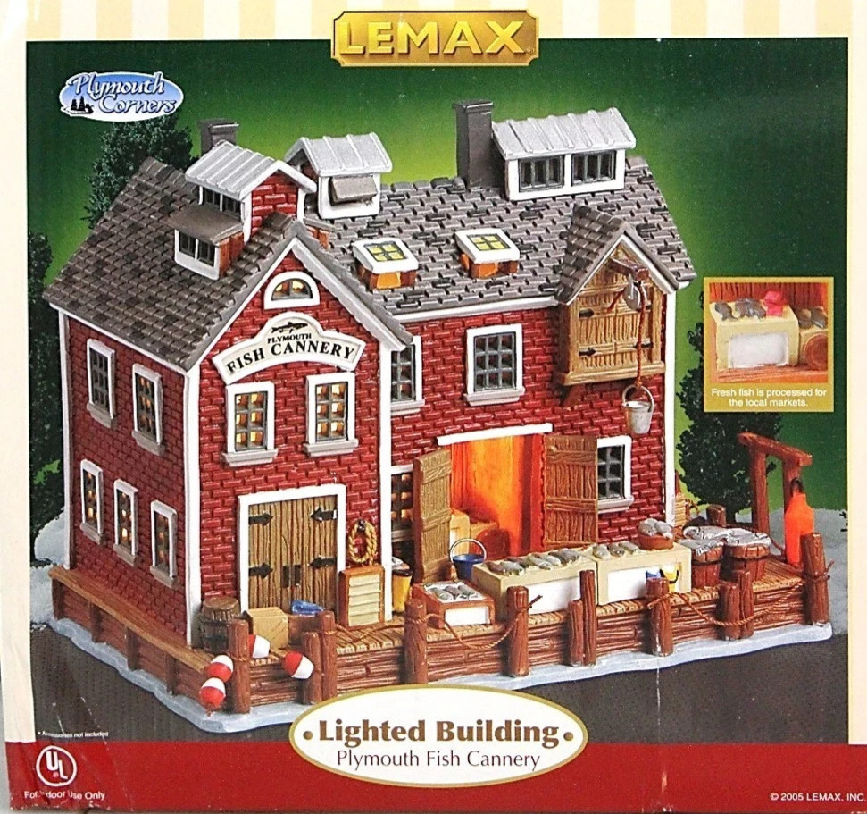 LEMAX FISH CANNERY PLYMOUTH CORNERS CHRISTMAS VILLAGE --