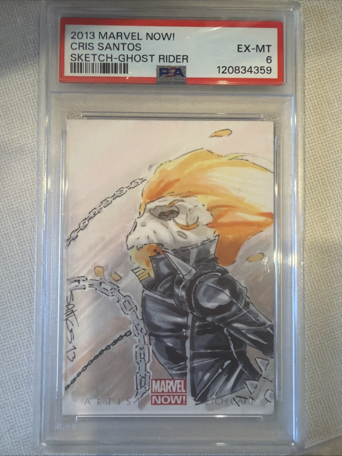 2013 Upper Deck Marvel Now Cris Santos Sketch Auto 1/1 PSA 6 2013 Upper Deck Marvel Now Cris Santos Sketch Auto 1/1 PSA 6
